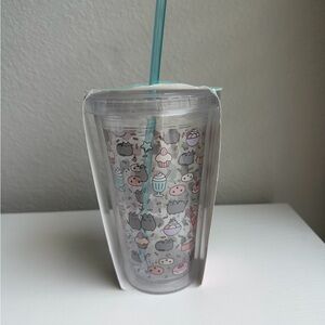 Pusheen Tumbler Cup with Straw - sweet dessert ice cream cookies - NWT